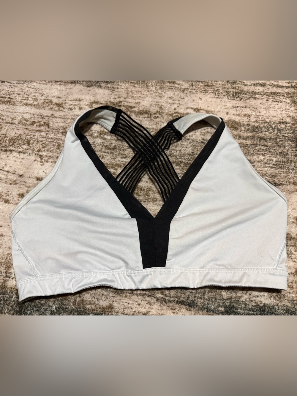 Victorias Secret Sport- white and black mesh strap sports bra (large)